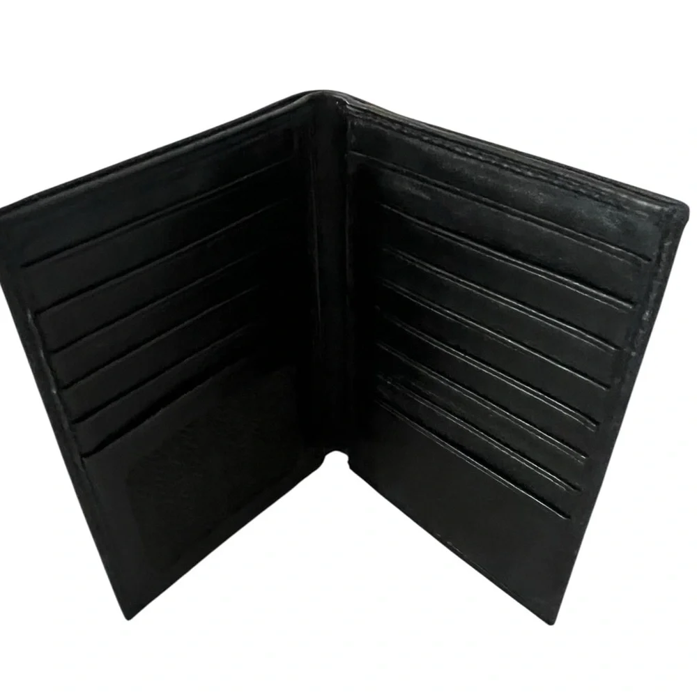 Prada card wallet black calfskin smooth leather 6” x4” vintage